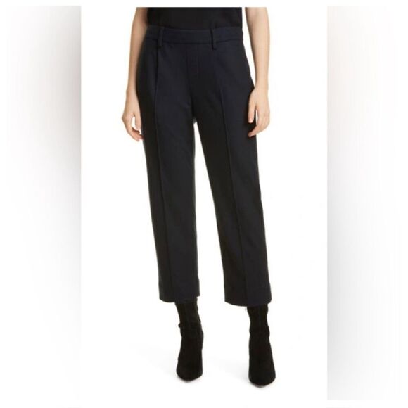 Vince Pleat-Detail Cropped Tailored Trousers Black Dress Pants Size Medium - Picture 8 of 8